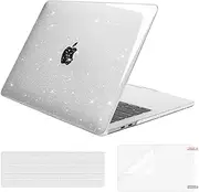 MOSISO Compatible with MacBook Pro 13 inch Case M2 2025, 2024, 2023-2016 A2338 M1 A2251 A2289 A2159 A1989 A1708 A1706, Glitter Sparkly Plastic Hard Shell&Keyboard Cover&Screen Protector, Transparent