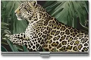LQPMNK Metal Card Case, Leopard Palm Leaf Print Professional Card Case Premium Card Case Lightweight Card Holder Pocket Card Case