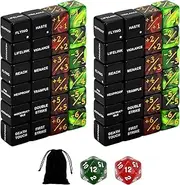 50PCS Keywords MTG Dice Counters Plus 1 Life Counter Dice Abilities Creature Stats Buff Tokens 6 Sided & D20 Dice Set for Magic The Gathering, MTG, TCG, Card Games Accessories