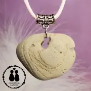 Genuine Holey Hag Stone necklace aprox 18" rattail cord Odin Wishing Fairy #1513