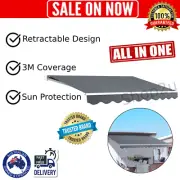 Instahut Retractable Folding Arm Awning Outdoor Sun Shade Retractable Canopy 3m