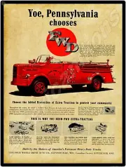 1952 FWD Fire Trucks NEW Metal Sign: Yoe, Pennsylvania Fire Department Pumper