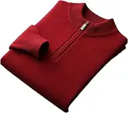 [Hamthuit] Men's Zipper Knitted Shirt Pullover Stand Collar Knitted Sweater Long Sleeve Thickened Bottom Pullover