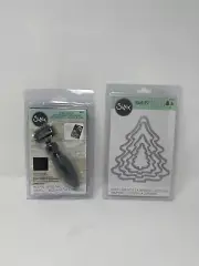 Sizzix Black Die Brush and Foam Pad 660513 & Framelits Die Set 4 PK Trees 657944