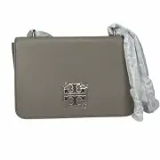 Tory Burch Britten Leather Adjustable Shoulder Bag, French Grey/Silver