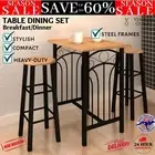 Breakfast Table and Chair Set Bar Dining Stools High Kitchen Furniture Black NEW