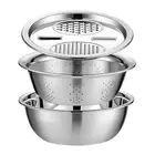 Drain Basin Rice Cleaner Food-grade Stainless Steel Bowl Colander Strainer Set
