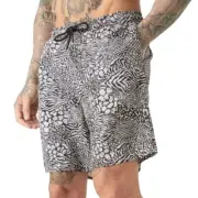 Boohoo Man Mixed Animal Printed Swim Shorts in Stone, Size 5XL