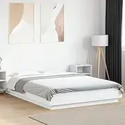 Bed Furniture Bed Frame with LED Lights Without Mattress White 135x190 cm