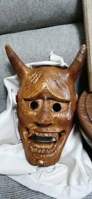 在飛比找Yahoo!奇摩拍賣優惠-日本回流 屋久杉般若面具 屋久杉面具