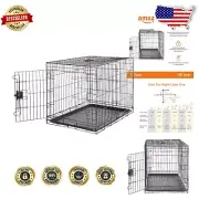 Collapsible Metal Dog Crate with Single Door and Divider - 36 x 23 x 25 Inches