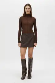 Piero Belted Mini Skirt in Silver Bark Brown - CAMILLA AND MARC® C&M