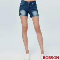 在飛比找momo購物網優惠-【BOBSON】女款低腰牛仔磨破短褲(249-53)