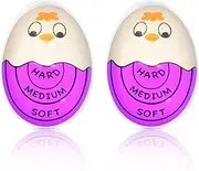 2Pcs Egg Timer, Color Changing Egg Timer for Boiling Eggs - Egg Boiler Timer for Soft,Medium & Hard Eggs,Cute Egg Timer for Kitchen, Easy-to-Read, Safe BPA-Free, Purple