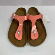 Birkenstock New w/ Box Gizeh Patent Coral Peach Birko Flor Patent R Select Size