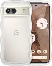 [YINLAI] Google Pixel 8a Case Cute Curly Wave Frame Shape Soft TPU Silicone Cover for Women Men Camera Protection Shockproof Phone Case for Google Pixel 8a 6.1" 2024, Clear
