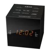 Akai Cube Alarm Clock Radio AUX/Speakers AM/FM LED Dimmer USB Charging Port BLK