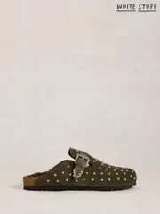 White Stuff Green Myrtle Studded Slip On Footbed Slippers (H74863) | $159