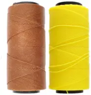 2 Knot It Waxed Polyester Cord 1mm Diameter 144M Spools (Chestnut, Yellow)