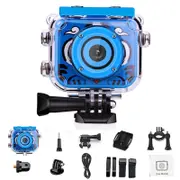 Kids Water-Resistant Sports Underwater Camera HD Recorder Camcorder with 32G TF Card-Blue