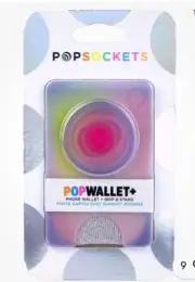 PopSockets PopWallet+ With PopGrip & Stand Aura Iridescant Swap Your Style BNIP