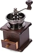 OKUMEYR Manual Maker Hand Bean Grinder Pine Wood Burr Mill for Fresh Coffee Beans Ceramic Burr Adjustable Powder Thickness