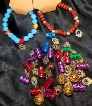 22pcs Hair Jewelry Hair Cuffs +2 Beaded Matching Bracelets Lucky Hamsa Evil Eye