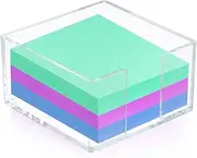 Acrylic Sticky Note Holder, Crystal Clear Sticky Note Dispenser for Desk Organization, 3 x 3 Self-Stick Note Pad Holder for Dorm Room Home and Office (Clear)