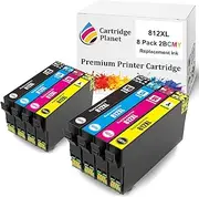 [Cartridge Planet] 8 Pack (2BK,2C,2M,2Y) Compatible Ink for Epson 812XL for Epson Workforce Pro WF-3820 Pro WF-3825 Pro WF-4830 Pro WF-4835 WF-7830 WF-7840 WF-7845