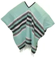 EXTRA WIDE Mexican PONCHO - Mint - ONE SIZE FITS ALL Gaban BIG AND TALL