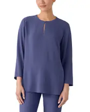 Eileen Fisher Silk Georgette Crepe Round Neck Tunic