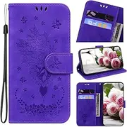 Cover Compatible with Motorola Edge 30 Neo 5G,Compatible with Motorola Edge 30 Lite 5G Magnetic Closure Card Slot Flip Stand Purple