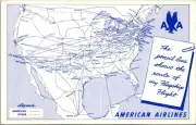 AMERICAN AIRLINES In Flight Route of the Flagships VTG C1950S POSTCARD