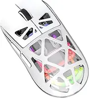 M7 Lightweight Gaming Mice 2.4G/BT/Wired 3 Modes C ectivity Transparent Hollow Rechargeable Computer Mice with Lights for PC Laptop White
