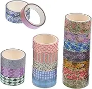 17 Rolls Flowers and Tape Paper Tape Craft Floral Scrapbooking Aesthetic Adhesive Decoration Hand Account Accessories Sticker Material Paper Decals Paper