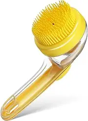 Parliky Pet Bath Brush with Soap Dispenser Ergonomic Dog and Cat Grooming Brush for Comfortable Bathing Soft Head for Gentle Cleaning for Lengths