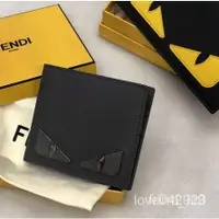 在飛比找蝦皮購物優惠-二手 FENDI男士短夾 眼睛怪獸 小牛皮八卡短夾 黑色