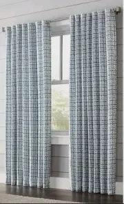 1 Curtain Panel Light Filtering Navy Trellis 54" X 63" NELLISTON INDIG