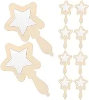 SHOWERORO 12pcs Small Wooden Mirror Mini Decoration Mirror Mirror Tassel Hairpins Small Waste Paper Basket Trash Can Ultra-Quiet Filter Mini Mirror Unbreakable Mirror for Beige