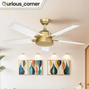 52" Ceiling Fan No Lights Wall Switch Remote Control Reversible Function White
