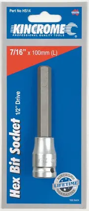 Kincrome HS14 - Hex Bit Socket 7/16" 1/2" Drive