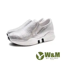 在飛比找PChome24h購物優惠-W&M(女)閃鑽厚底增高休閒鞋 女鞋-銀色