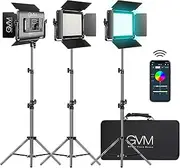 GVM Great Video Maker 880RS RGB Video Light Kit, 3 Packs 60W LED Panel, CRI97, Full Colors Adjustable, 3200K~5600K, 8 Scenes, Studio Light for Photography, Film, YouTube, Video, Live