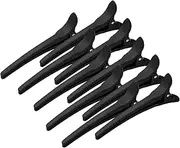 WANBY Hair Clips 12Pcs Black Durability Big Bite Alligator Clip Set Professional Plastic Hair Clips for Easy Styling and Sectioning (Duckbill)