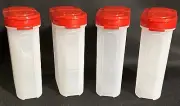 Vintage Tupperware Spice Shakers Modular Mates 4-8oz Large~Passion Red Seals NOS