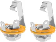 SING F LTD 2Pcs Guitar Input Jack 6.5mm Jack Mono Panel Mount Receptacle 1/4 Inch Female Guitar Input Jack for Guitar Bass Speakers M9x0.75 Silver
