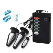 Shock Kit E-Stim Electro Pulse Host 2 Rings Plug Set Toy Therapy Device