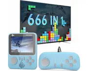 Gaming Console Handheld Retro Video Game Console Built in 600+ Classic Games 3.5 Inch Color Screen Game Console Supports TV Connection - 2 Players - Blue