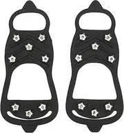 [CDQL] 1 Pair Ice Cleats for Shoes and Boots,8 Steel Studs Crampon Outdoor Snow Walking Nail Crampons,AntiSlips Ice Shoes Spikes Covers for Winter Hiking Climbing Ice Fishing