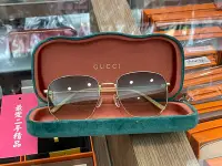 在飛比找Yahoo!奇摩拍賣優惠-☆最愛二手精品☆ GUCCI 綠色漸層鏡片金邊細框墨鏡眼鏡太